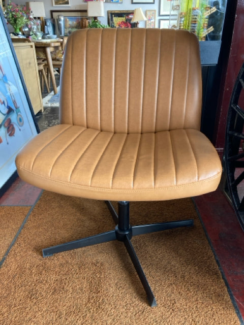 Office Vinyl Swivel Base Brown Chair