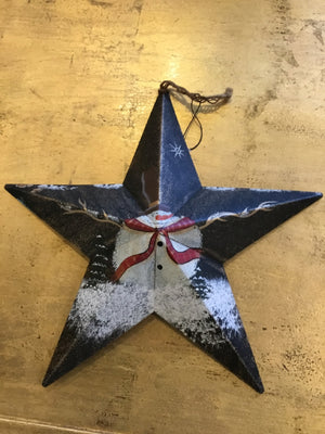 Wall Decoration Black/White Metal Star Snowman Holiday Item