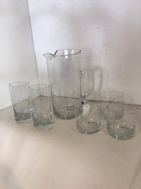 Clear Glass Bicycle Pitcher Set