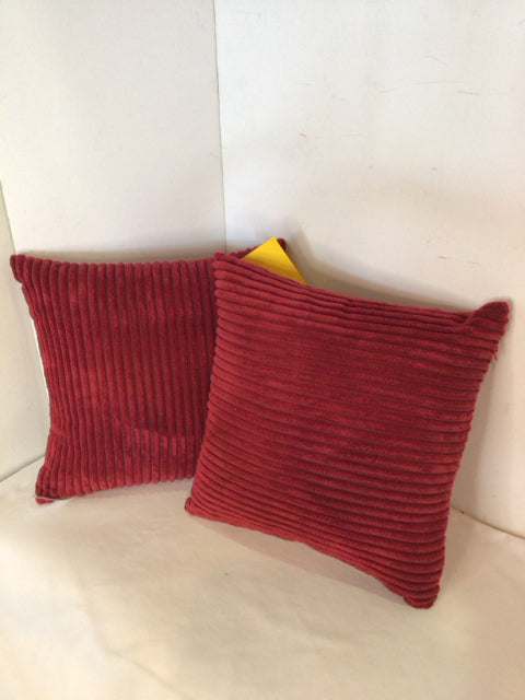 Pair Red Corduroy Pillow Set
