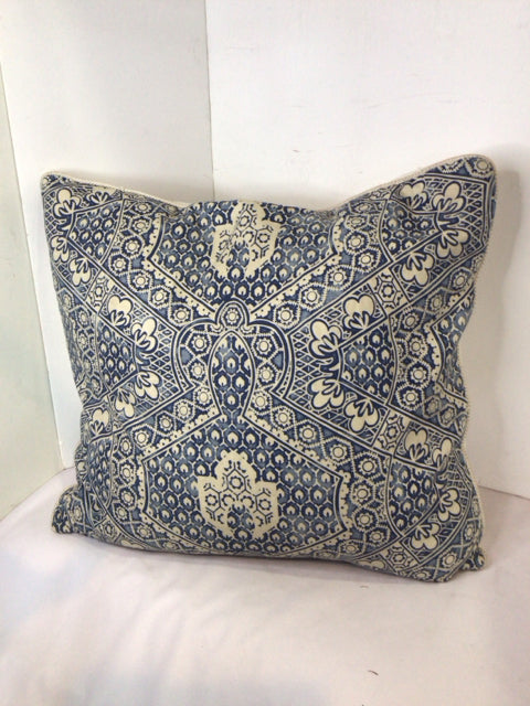 Blue/White Linen Down Print Pillow