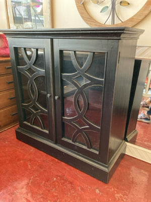 Black Wood Cut Out Door Cabinet