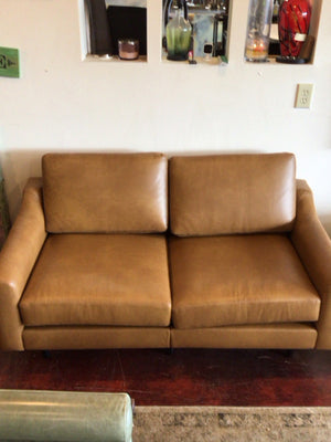 99JCQ5N3 Burrow Leather NEW Brown Love Seat