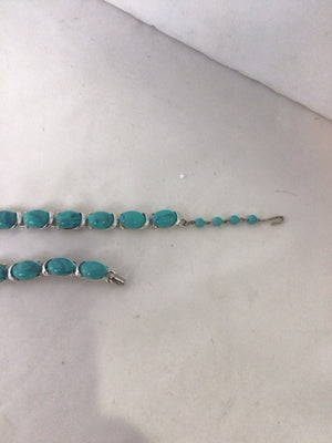 Blue/Silver W/Bracelet Necklace Set