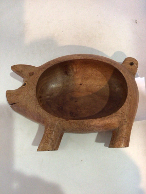 Brown Wood Pig Bowl
