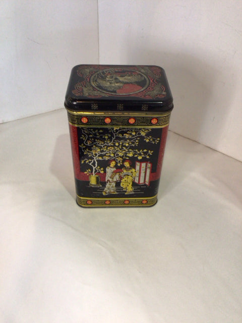 Oriental Black/Red Metal Tin