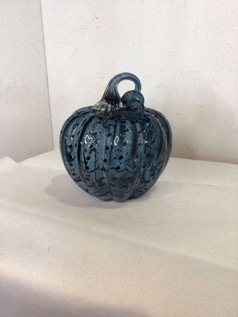 Fall Blue Glass Pumpkin Figurine