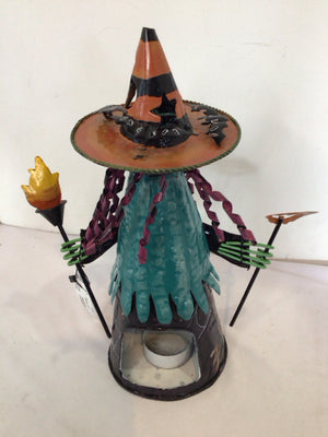 Halloween Black/Orange Metal Candle Holder Witch Holiday Item