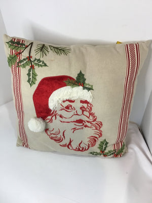 Pillow Tan/Red Santa Holiday Item