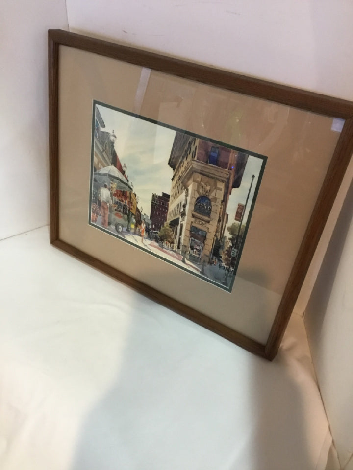 Signed Multi-Color Street Scene Numbered Framed Art