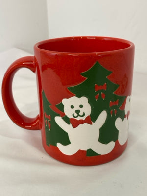 Waechtersbach Vintage Red/Green Ceramic Mug Teddy Bears Holiday Item