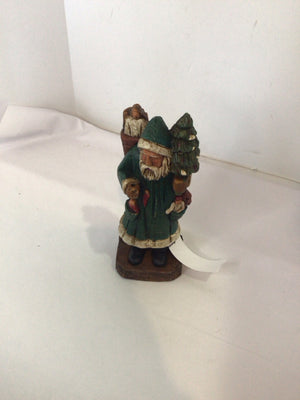 Figure Green/White Resin Santa Holiday Item