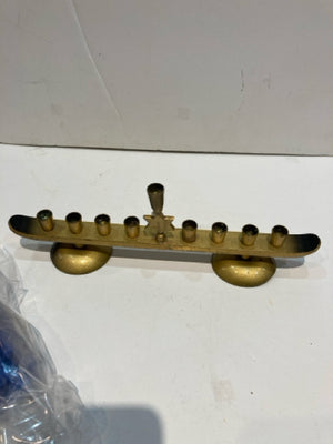 Israel Brass Menorah w/Candle Holiday Item