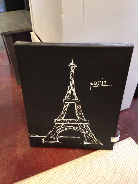 Black/White Eiffel Tower Stretch Canvas Art