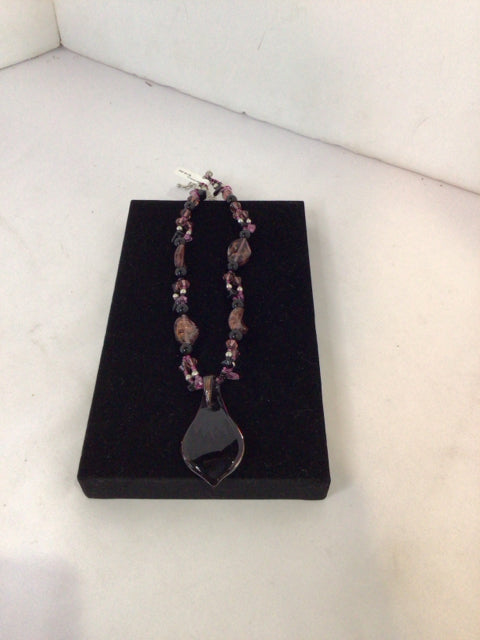 Purple Glass Beads Necklace