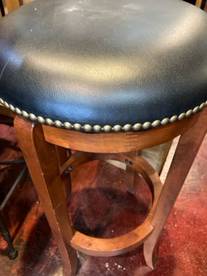 NailHead Leather Single Black/Brown Barstool/Bar Stool