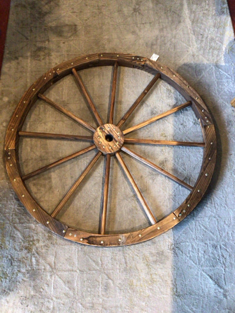Wheels Brown Wood Wagon Decoration