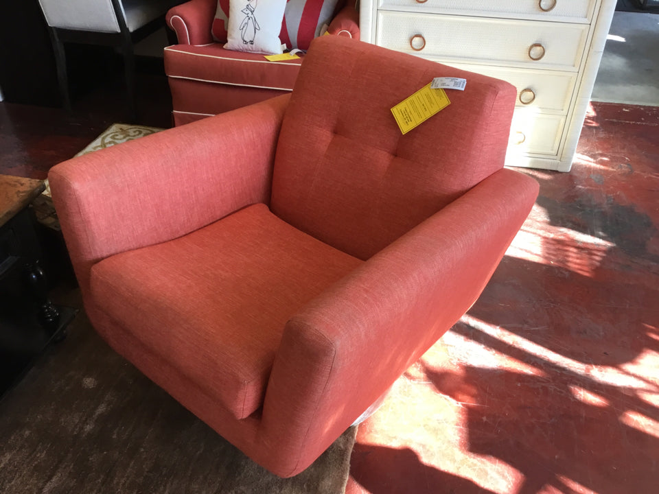 Joybird Swivel Tweed As Is -wear Orange Chair