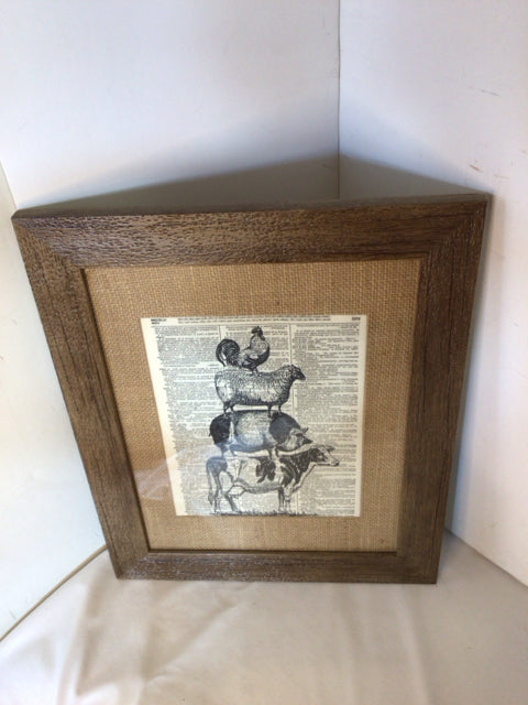 Black/White Farm Animals Framed Art