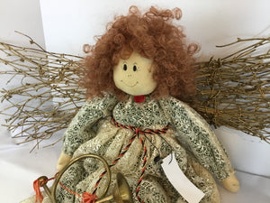 Doll Cream/Brown Fabric Lace Angel Holiday Item