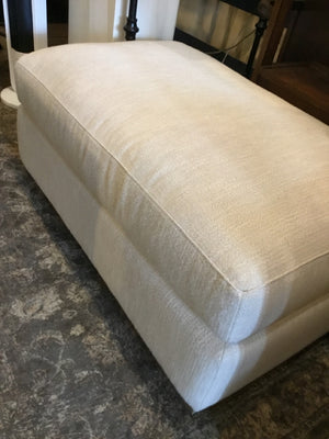 Restoration Hrd. Upholstered Tan Ottoman