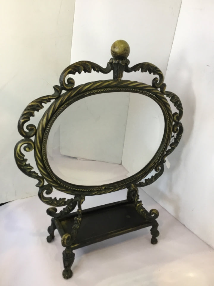 Bronze Metal Table Top Vanity Mirror