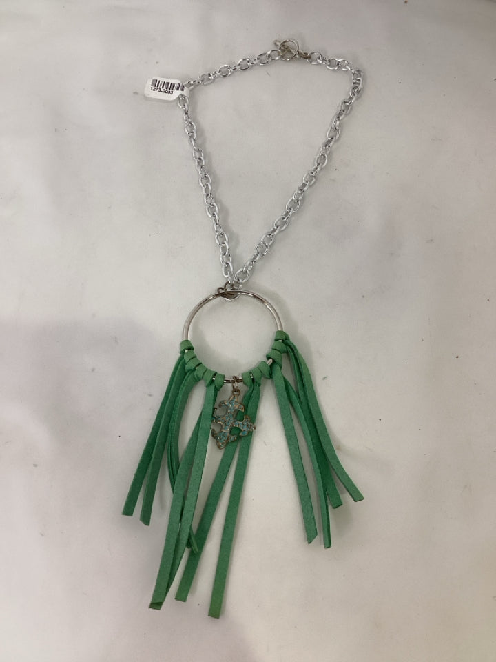 Silver/Green Circle Necklace