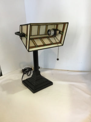 Banker's Bronze/Green Glass/Metal Lamp