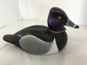 Signed Black/Multi Duck Painted Sculpture