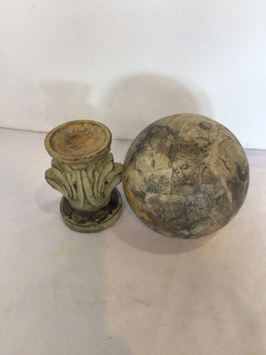 Antiqued Gold Resin Ball On Stand Statue
