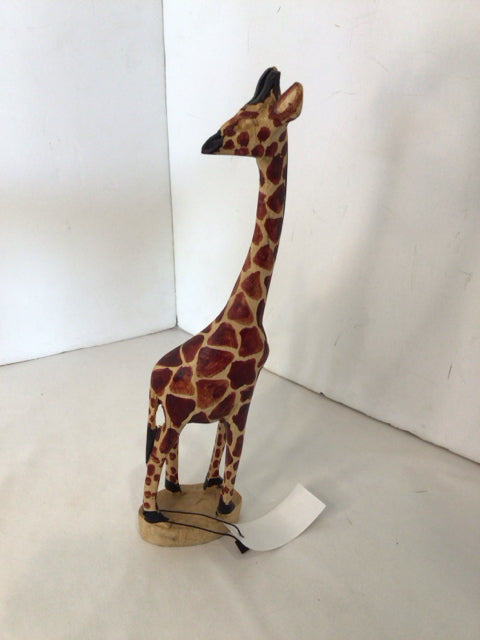 Brown Wood Giraffe Sculpture
