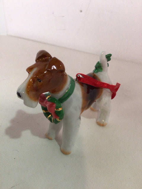 Christmas Multi-Color Porcelain Dog Ornament Holiday Item