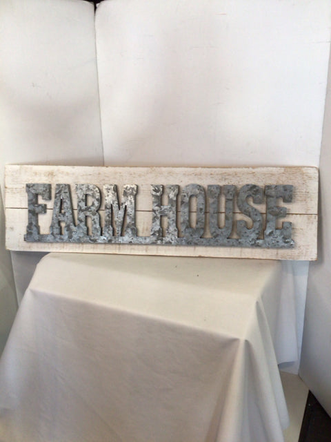 Wood & Metal Silver/White Wall Decoration Art