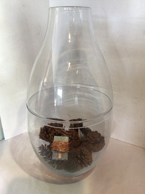 Modern Clear Glass 2 Piece Candle Holder