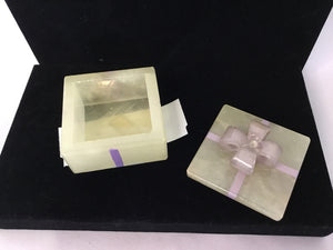 Square Purple Alabaster Carved Trinket Box