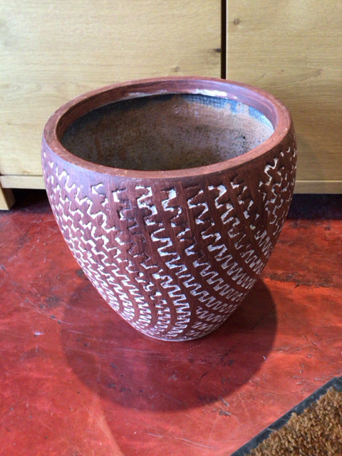 Brown/White Ceramic Planter