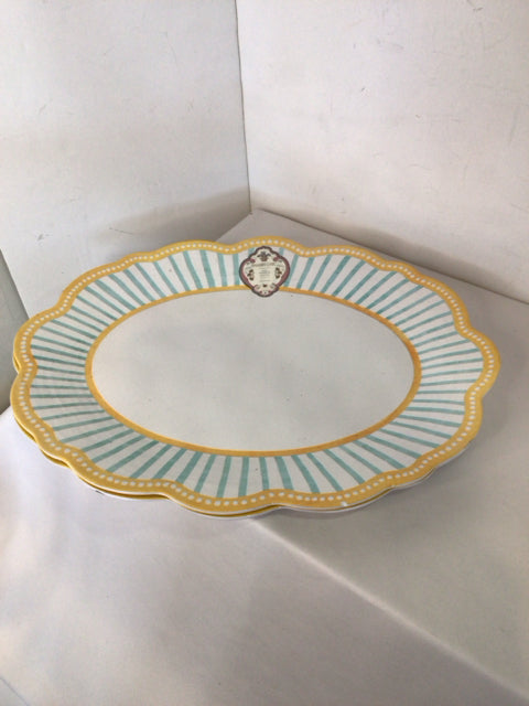 West Elm White/Yellow Melamine Tray