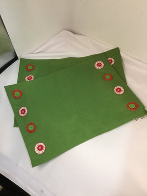 Placemats Green Cotton Pair Holiday Item