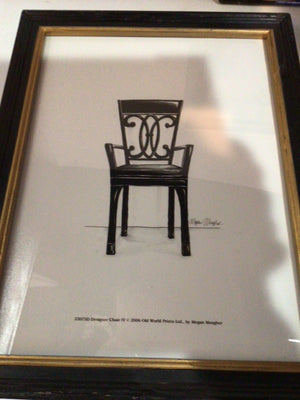 Pair White/Black Chair Signed Framed Art