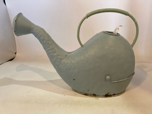 Blue Metal Whale Watering Can