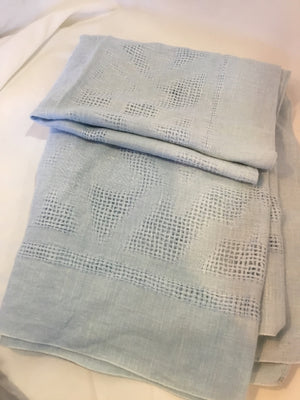 Vintage Blue Cotton Tablecloth