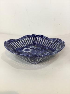 Oriental Blue/White Ceramic Floral Bowl