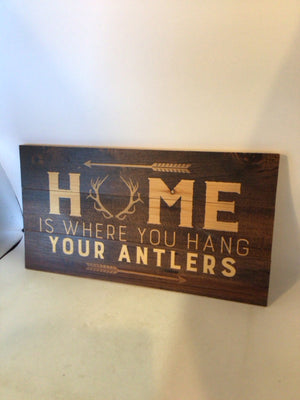 Wood Words Hunting Brown Wall Decoration