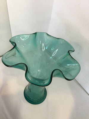 Blue Glass Wavy Vase