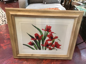 Red/white Floral Framed Art