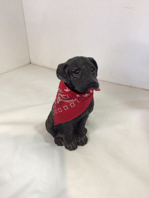Black/Red Resin Dog Sculpture