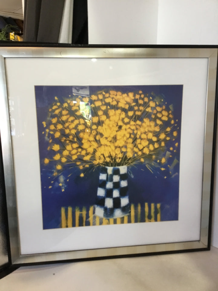 Print Blue/Yellow Chrysanthemum Framed Art