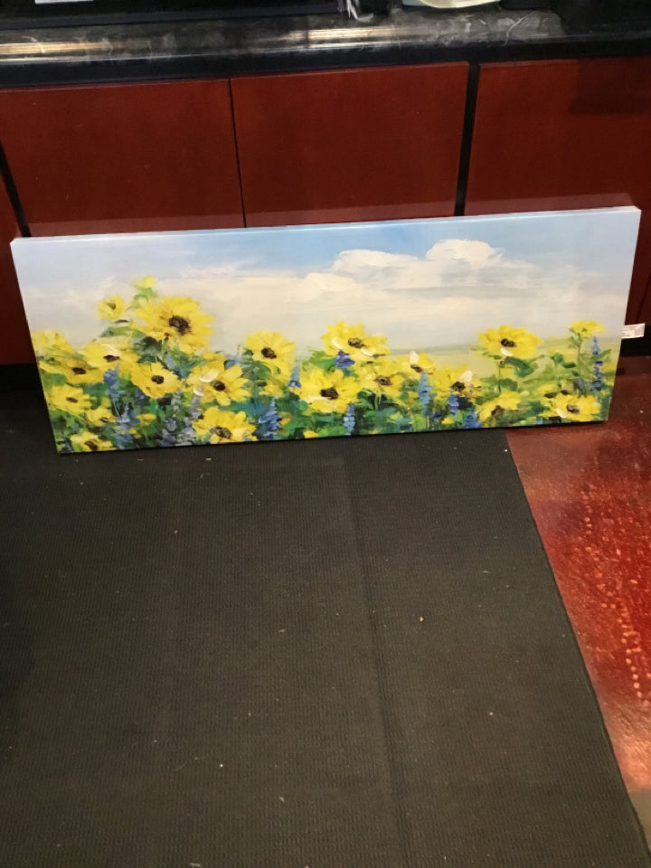 Blue/Yellow Canvas Floral Stretch Canvas Art