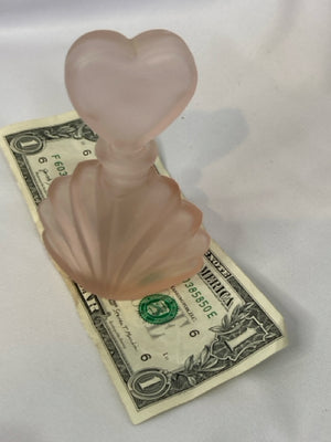 Japanese Vintage Perfume Pink Frosted Glass Heart Bottle