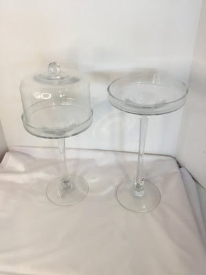 Clear Glass Pair Cake Plate/Stand